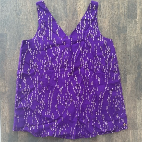 Lilly Pulitzer Florin Silk Tank Purple - Picture 6 of 6